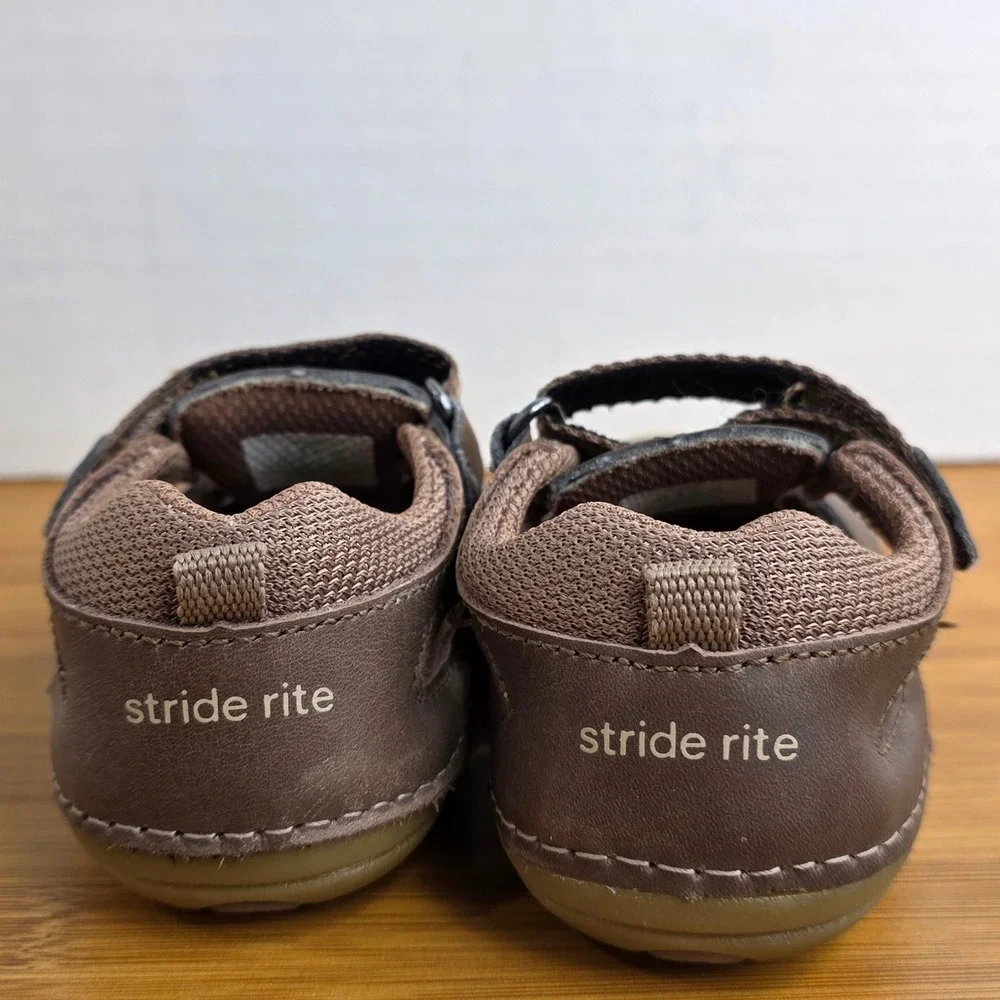 Stride Rite SM Sonny Boys Brown Leather Fisherman Sandals Shoes 5.5W BB015002